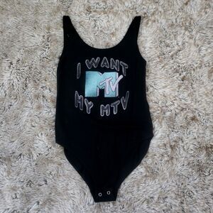 American‎ Eagle Outfitters X MTV I Want My MTV Retro Bodysuit Black Size Small